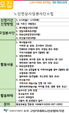 노인전문자원봉사단 모집